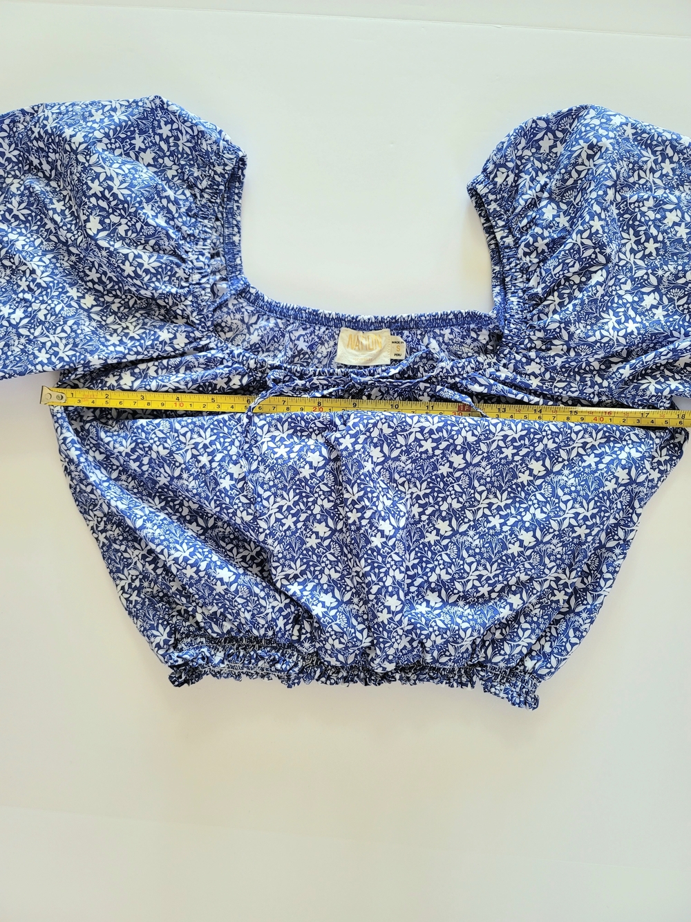 Nation Ltd. Smocked Blue Floral Rowena Peasant Blouse, Size S, Cottage Romantic - Picture 8 of 9